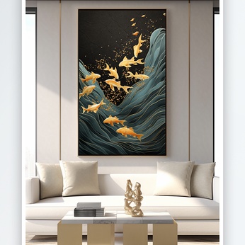 Chinese style year after year Yu Carp Koi Interior Decoration Painting