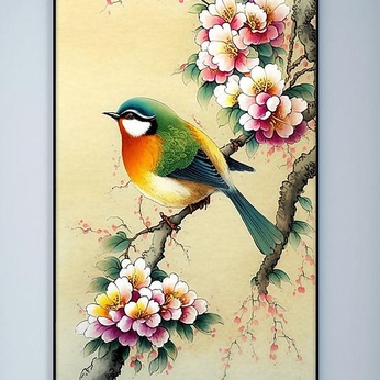 Acacia Bird Camellia Flower Pencil Chinese Decorative Painting