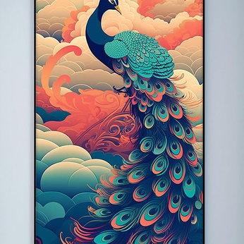 Vintage National Trend Chinese Peacock Animal Decorative Painting