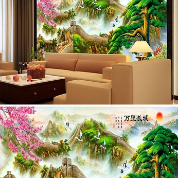 Landscape Painting Great Wall Pine Background Wall