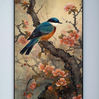 Kingfisher Red Camellia Flower Pencil Chinese Decorative Painting