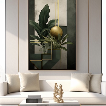 Indoor green gold elegant simple living room decorative painting