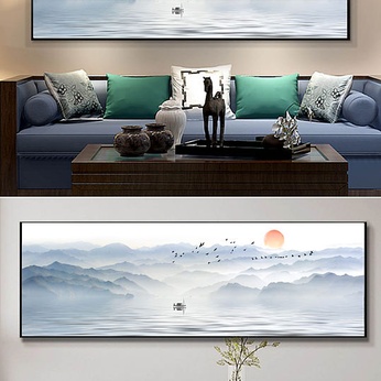 New Chinese Abstract Artistic Context Ink Landscape Bedside Decorative Painting