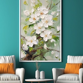 Small White Flowers High-end Flowers White Flower Oil Painting Texture Decorative Painting