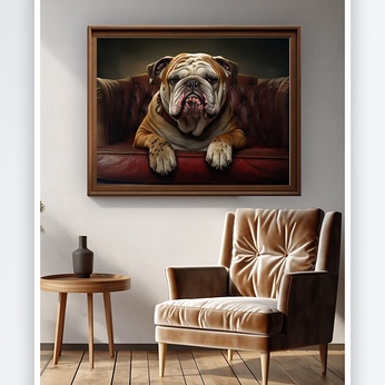 Bully Dog Cute Cute Pet Photography Interior Decoration Painting