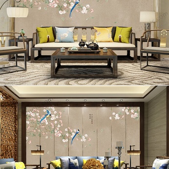 Magnolia Pencil Flower Bird New Chinese Style Background Wall Decoration Painting