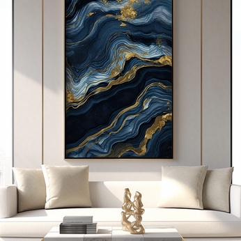 Light blue gold marble interior paintings