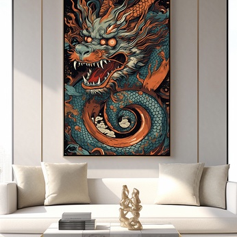 Chinese Wind Dragon Year 12 Zodiac Interior Decoration Painting