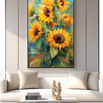 Textured Sunflower Oil Painting Living Room Decorative Painting