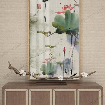 Chinese Zen Lotus Living Room Framed Decorative Painting