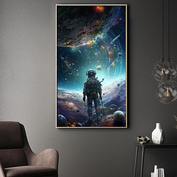 Colorful Cosmic Astronaut Illustration Decorative Painting