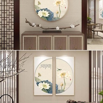 Zen Lotus Chinese Decorative Painting