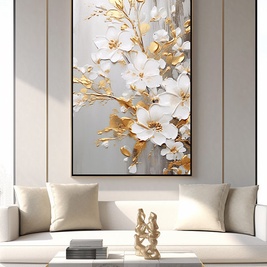 High-end Floral White Floral Oil Painting Texture Decorative Painting