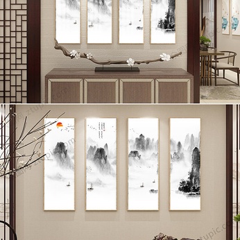 Original Innovative Chinese Idea Abstract Ink Landscape Living Room Background Wall Painting