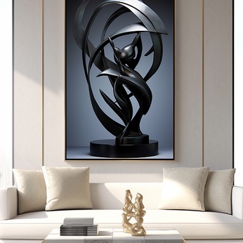 Stainless Steel Abstract Line Sculpture Interior Decorative Painting