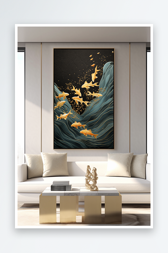 Chinese style year after year Yu Carp Koi Interior Decoration Painting