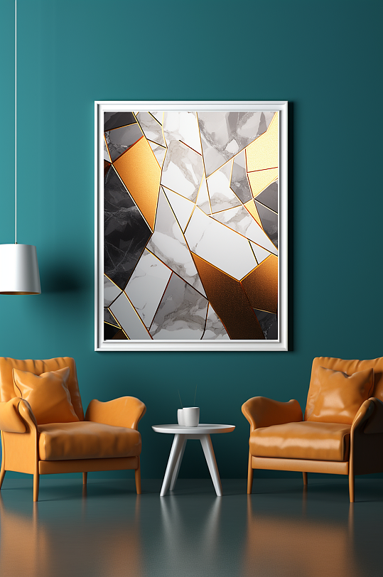 Abstract light luxury modern decorative painting in marble gilding