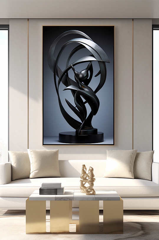 Stainless Steel Abstract Line Sculpture Interior Decorative Painting