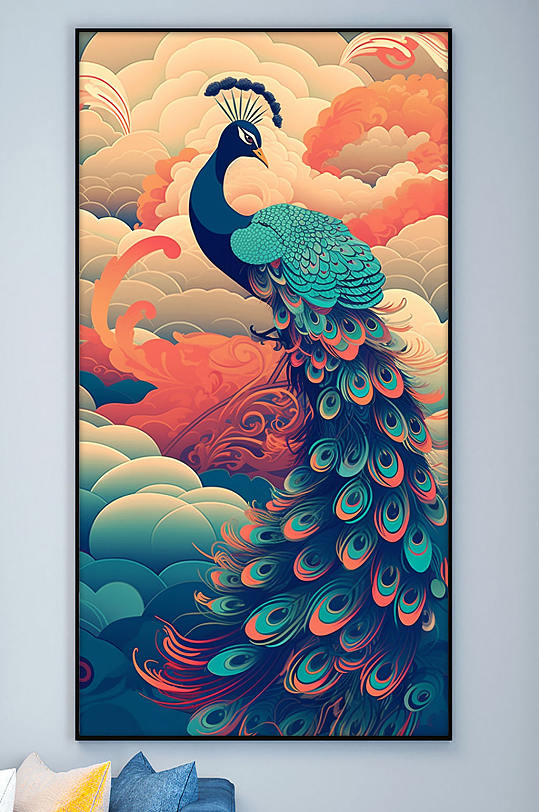 Vintage National Trend Chinese Peacock Animal Decorative Painting