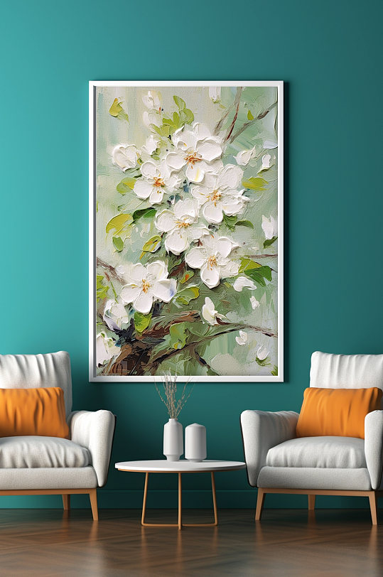 Small White Flowers High-end Flowers White Flower Oil Painting Texture Decorative Painting