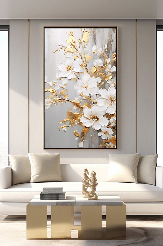 High-end Floral White Floral Oil Painting Texture Decorative Painting